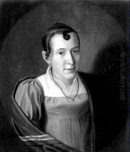 Portrait Einer Jugen Frau Mit Braunem Schal by Johann Jakob Biedermann