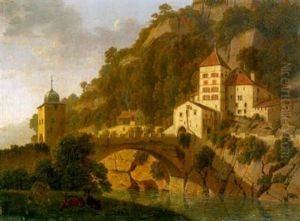 Die Rhonebrucke Bei St. Maurice Mit Der Kapelle St. Theodule