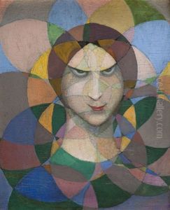 Portrait Of A Woman With Rosettes ("tete De Femme Sur Fond De Rosaces") by Boleslas Biegas