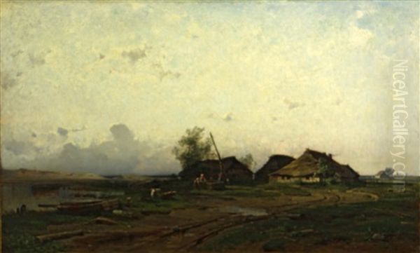 A Coastal Farm With Figures And Cows - view 1