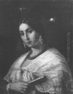 L'italienne A L'eventail by Karl August Bielchowski