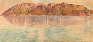 Genfersee Mit Blick Auf Den Grammont by Ernest Bieler