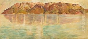 Genfersee Mit Sicht Auf Den Grammont by Ernest Bieler