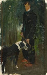 Mon Pere Avec Chien (my Father With Dog) by Ernest Bieler