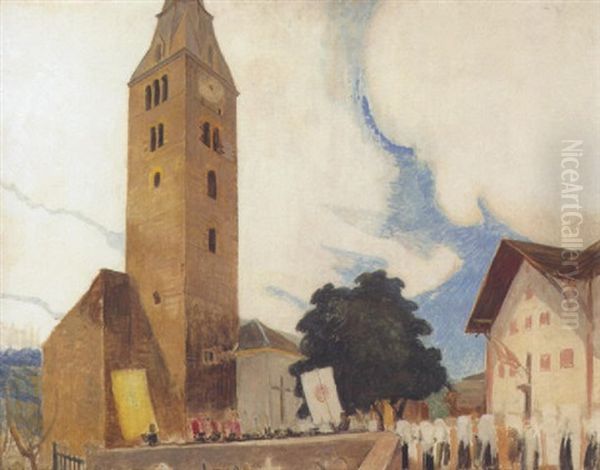 Le Retour De La Procession. Die Kirche Von Saviese - view 1