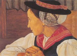 Portrait D'une Valaisanne by Ernest Bieler