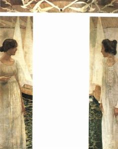 Dreiteilige Wanddekoration: Junge Dame Am Quai (2); Fliegende M"wen by Ernest Bieler