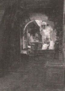 Woman At A Courtyard