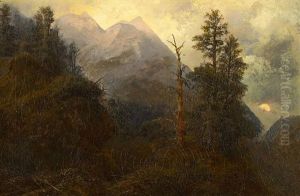 Alpenlandschaft Am Abend by Eduard Karl Biermann