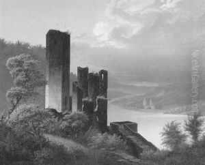 Ansicht Der Kronprinzlichen Burgruine Stolzenfels Am Rhein by Eduard Karl Biermann