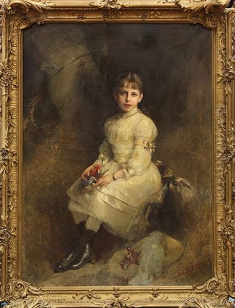 Portrait Of A Young Girl With A Bouquet Of Flowers - view 1