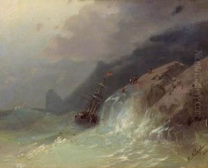 Shipwrecked On The Coast. by Ivan Konstantinovich Aivazovsky