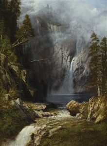 A Western Waterfall by Albert Bierstadt