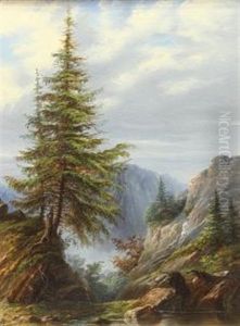 Stream With Mountain Vista by Albert Bierstadt