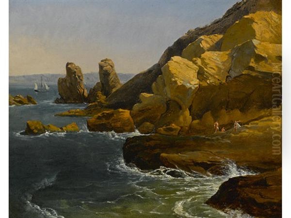 Bathers Along A Rocky Coast, Believed To Be Northern California - view 1
