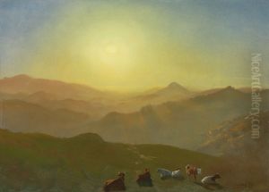 Looking From The Shade On Clay Hill (sunset, Clay Street Hill, San Francisco) by Albert Bierstadt