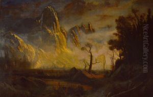 Early Snow In Yosemite Valley, Sentinel Rock by Albert Bierstadt