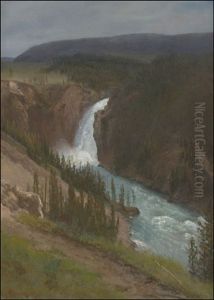 Upper Falls, Yellowstone Park by Albert Bierstadt