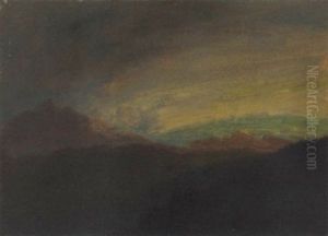 Mountain In Sunset Glow by Albert Bierstadt