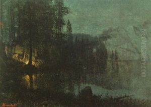 On The Shore Of Lake Tahoe by Albert Bierstadt
