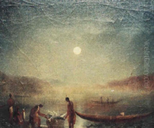 Indians Spearing Salmon, Washington State - view 1