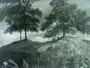 Cows Grazing In A Spring Landscape by Albert Bierstadt