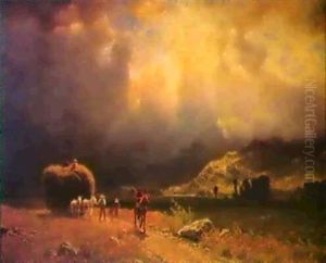 The Approaching Storm/white Mountain View With Hay Wagon Andfigures by Albert Bierstadt