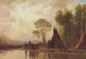 Shoshone Indians - Rocky Mountains by Albert Bierstadt