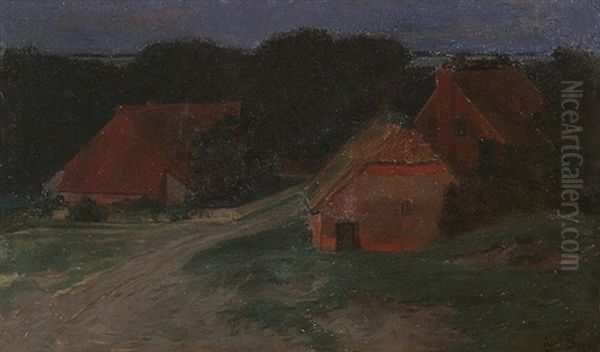 Abendfrieden. Bauernhauser Im Abendlicht - view 1