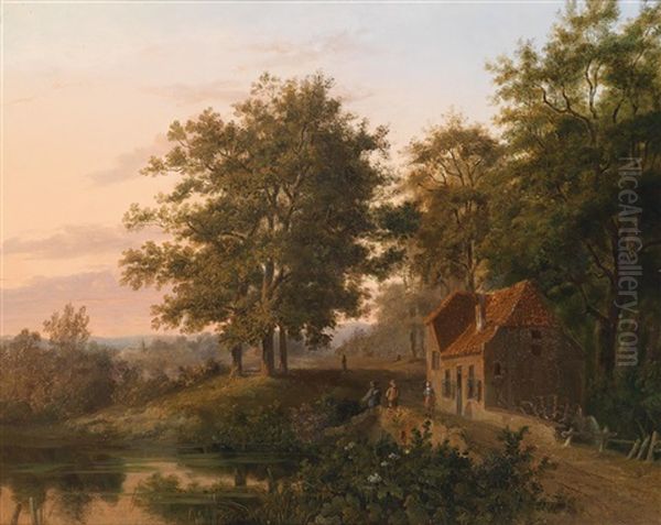 Romantische Waldlandschaft Im Abendrot - view 1