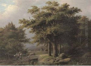 A Bridge In A Wooded Landscape by Anthony Biester