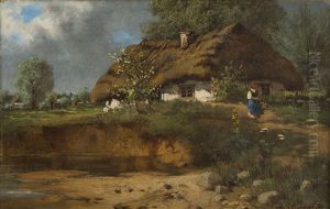 Landscape With Girl And A Hut