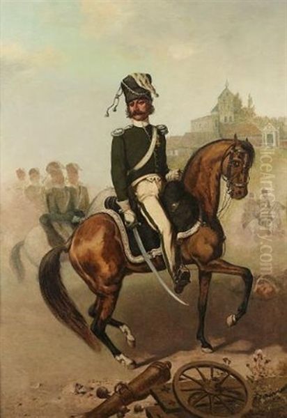 Polish Cavalry Officer On Horseback - view 1