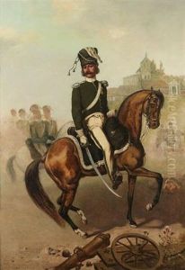Polish Cavalry Officer On Horseback by Severin Bieszczad