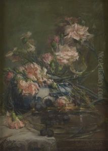 Vase Fleuri De Roses by Marie De Bievre