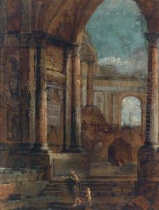 Architekturszenen (pair) by Vittorio Maria Bigari