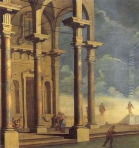 Paesaggio Con Architetture E Figure by Vittorio Maria Bigari