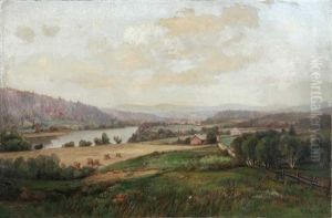 Farm In River Landscape by Daniel Folger Bigelow