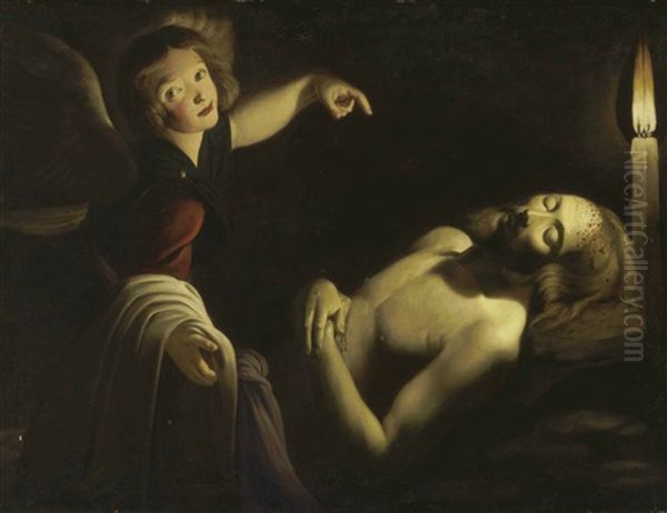 An Angel Watching Over The Dead Christ by Trophime (Theophisme) Bigot the Elder