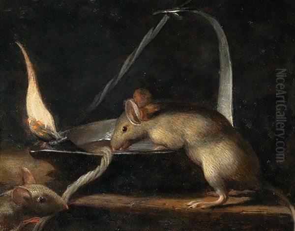 Two Mice Nibbling On A Candlewick - view 1
