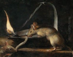 Two Mice Nibbling On A Candlewick