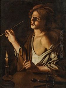 Junger Mann Mit Kerze by Trophime (Theophisme) Bigot the Elder