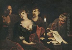 Gesellschaft Bei Kerzenschein by Trophime (Theophisme) Bigot the Elder