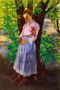 Little Girl Under The Tree by Sandor Alexander Bihari