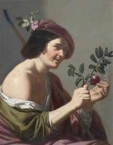 A Shepherd Holding A Plum Branch
