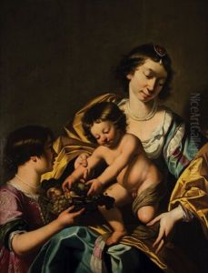 Madona S Ditetem A Divkou by Jan Van Bijlert