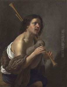 A Shepherd Playing Bagpipes