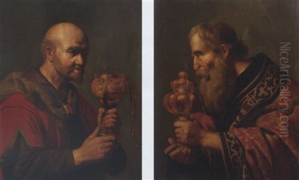 The Three Magi: Balthazar Holding An Incense Burner; Melchior Holding A Gold Pokal; Caspar Holding A Beaker - view 1