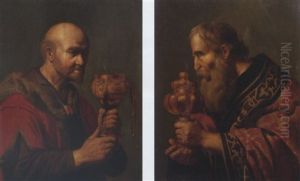 The Three Magi: Balthazar Holding An Incense Burner; Melchior Holding A Gold Pokal; Caspar Holding A Beaker by Jan Van Bijlert