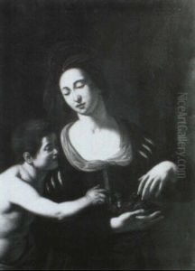 Enfant Et Sa Mere Jouant Avec Des Oisillons by Jan Van Bijlert